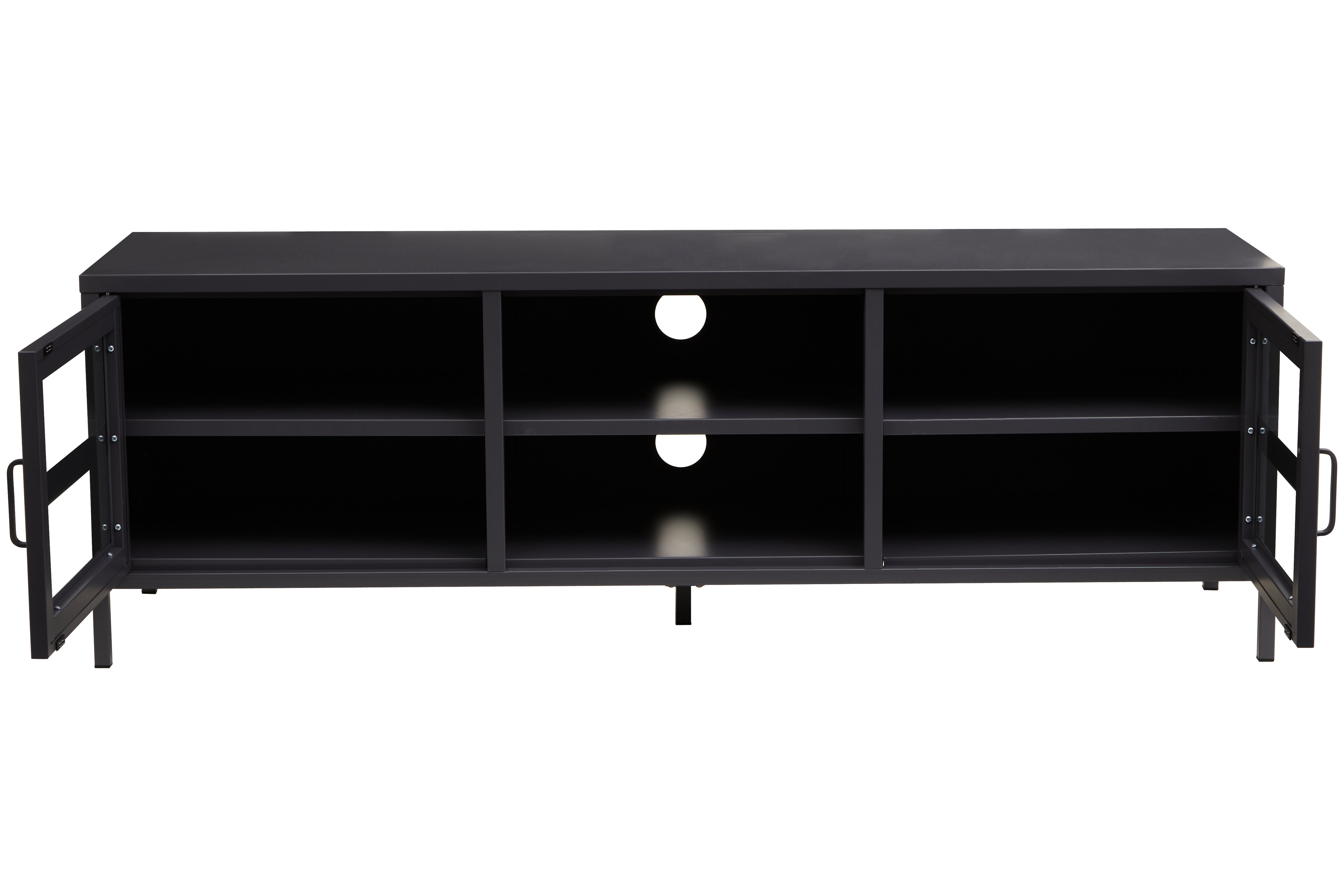 Astell Black Metal & Clear Glass TV Unit | 2 Doors